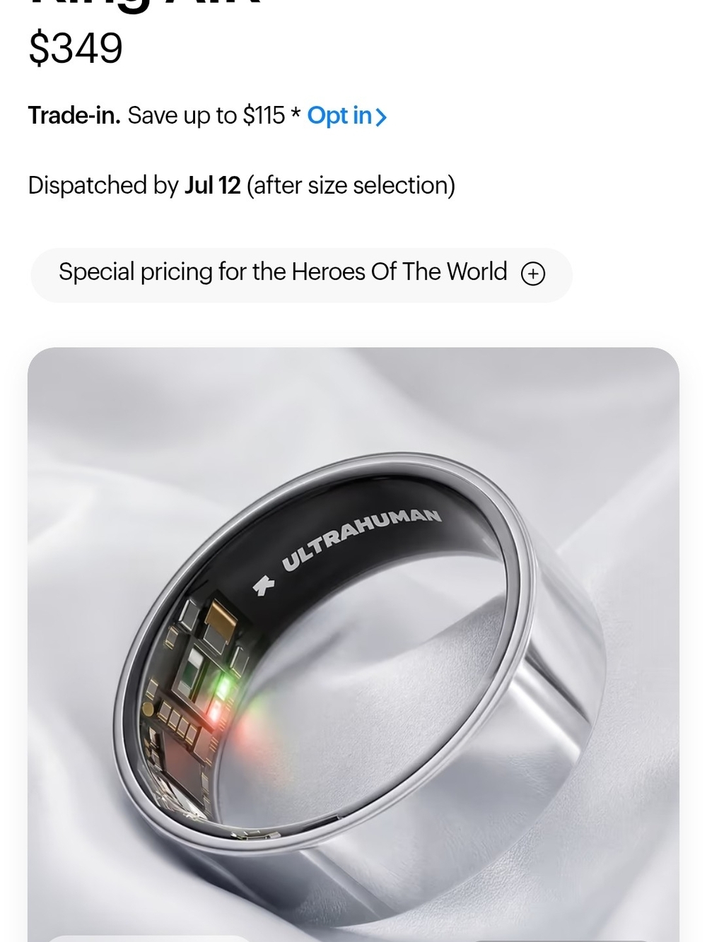 Ultrahuman Silver Smart Ring — Health & Activity Tracker